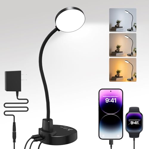 Classic 15W LED Desk Lamp with USB Charging Ports – Essentials