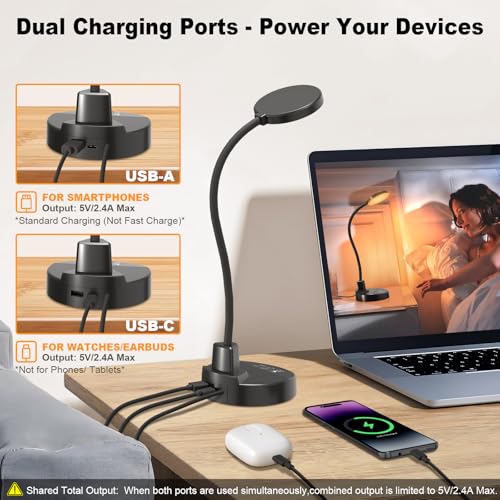 Classic 15W LED Desk Lamp with USB Charging Ports – Essentials