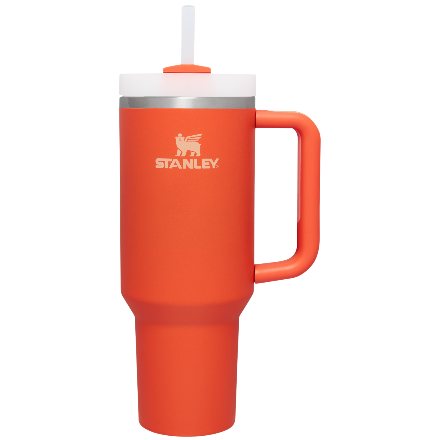 Splash-Resistant FlowState The Quencher H2.0 Flowstate Tumbler  | Stanley Create D332L - 40oz Large Capacity Car-Cup Friendly Quencher - Tigerlily