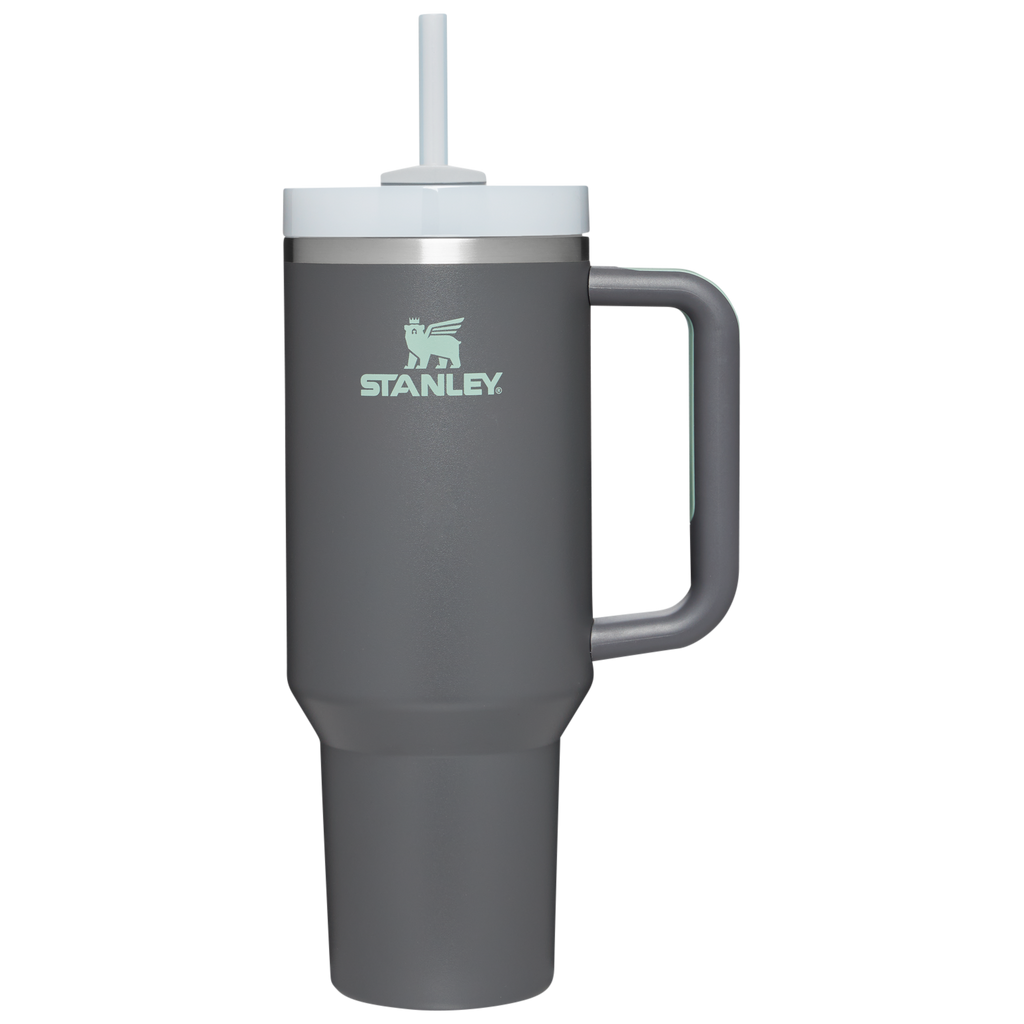 Splash-Resistant FlowState The Quencher H2.0 Flowstate Tumbler  | Stanley Create D332L - 40oz Large Capacity Car-Cup Friendly Quencher - Charcoal