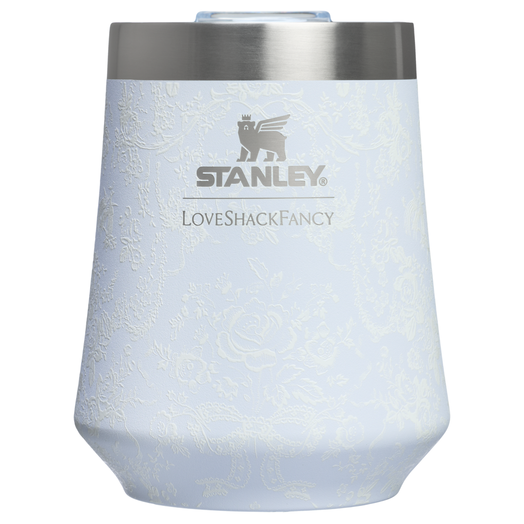 Shatterproof Luxury Stanley 1913 x LoveShackFancy Holiday Reserve Wine Tumbler D204X - Reserve Collection Stainless Steel Whiskey Cup - Baby Bow Pink Peppermint