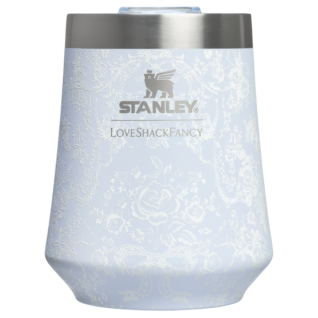 Shatterproof Luxury Stanley 1913 x LoveShackFancy Holiday Reserve Wine Tumbler D204X - Reserve Collection Stainless Steel Whiskey Cup - Toscana Toile Alpine Blue