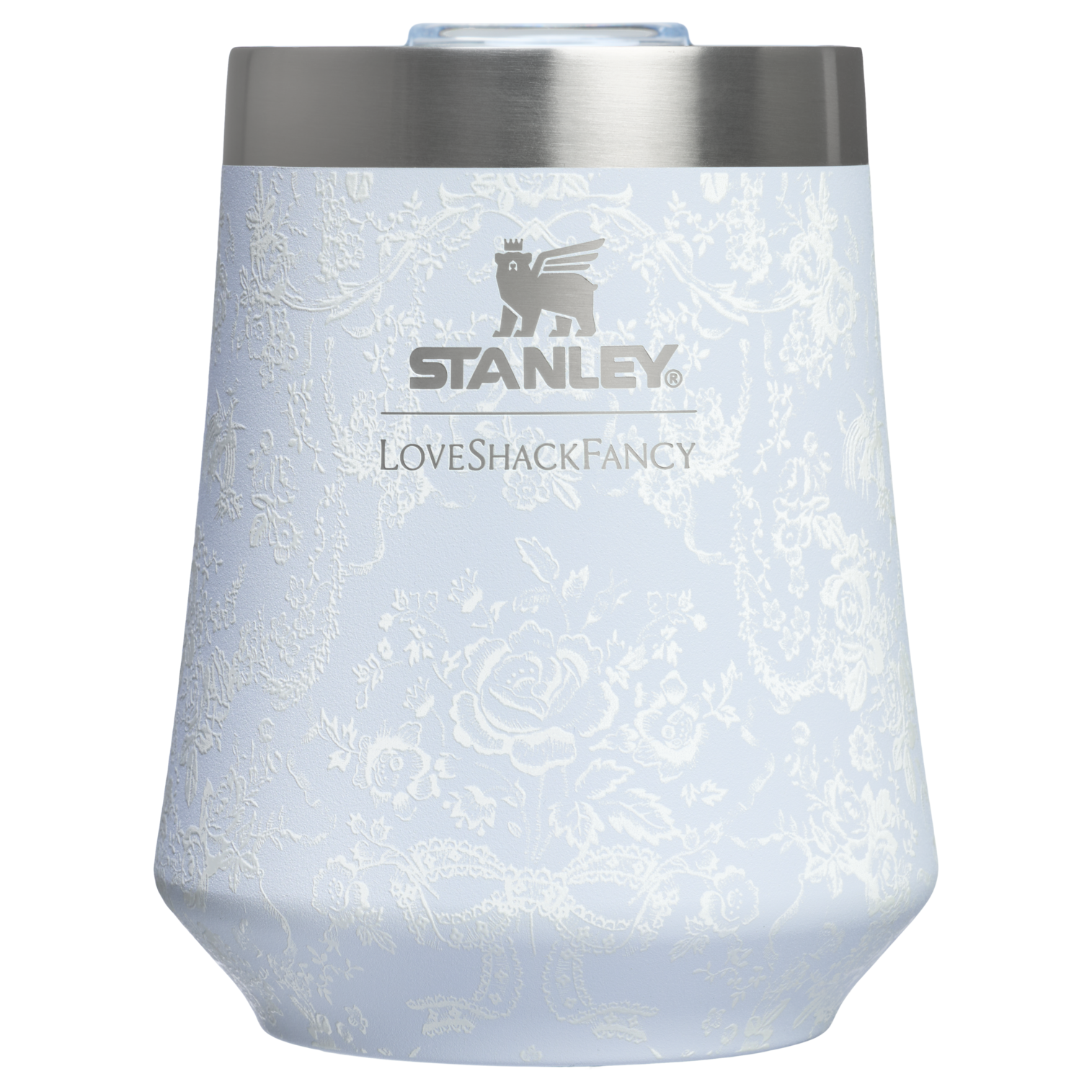 Shatterproof Luxury Stanley 1913 x LoveShackFancy Holiday Reserve Wine Tumbler D204X - Reserve Collection Stainless Steel Whiskey Cup - Toscana Toile Alpine Blue