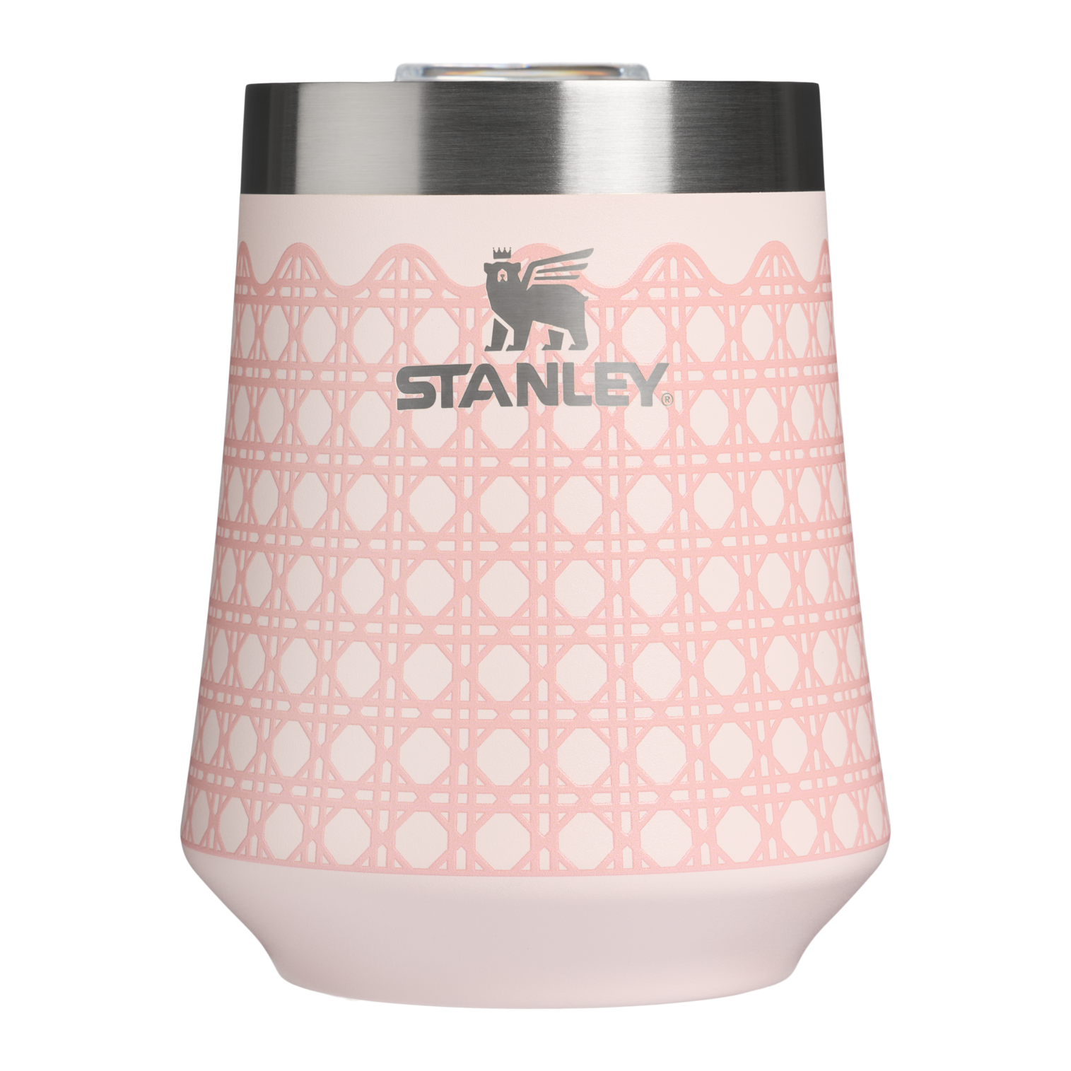 Premium Matte The Reserve Wine Tumbler D352C - Elegant Stemless Vacuum Insulated Wine Tumbler - Rose Quartz Rattan