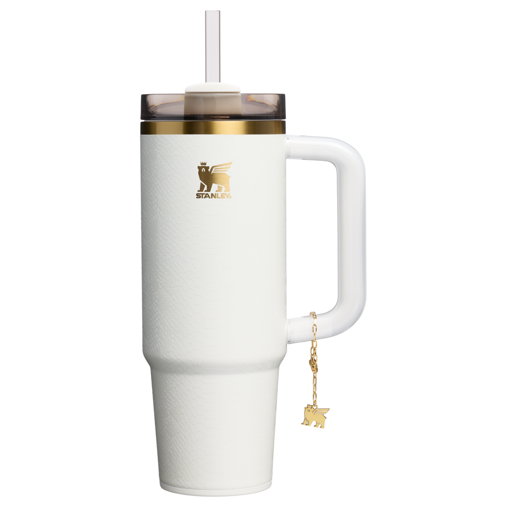 Large Capacity The Quencher Luxe H2.0 Flowstate Tumbler D171F - Double-Wall Vacuum Insulated Travel Tumbler with Straw - Pale Stone Snakeskin