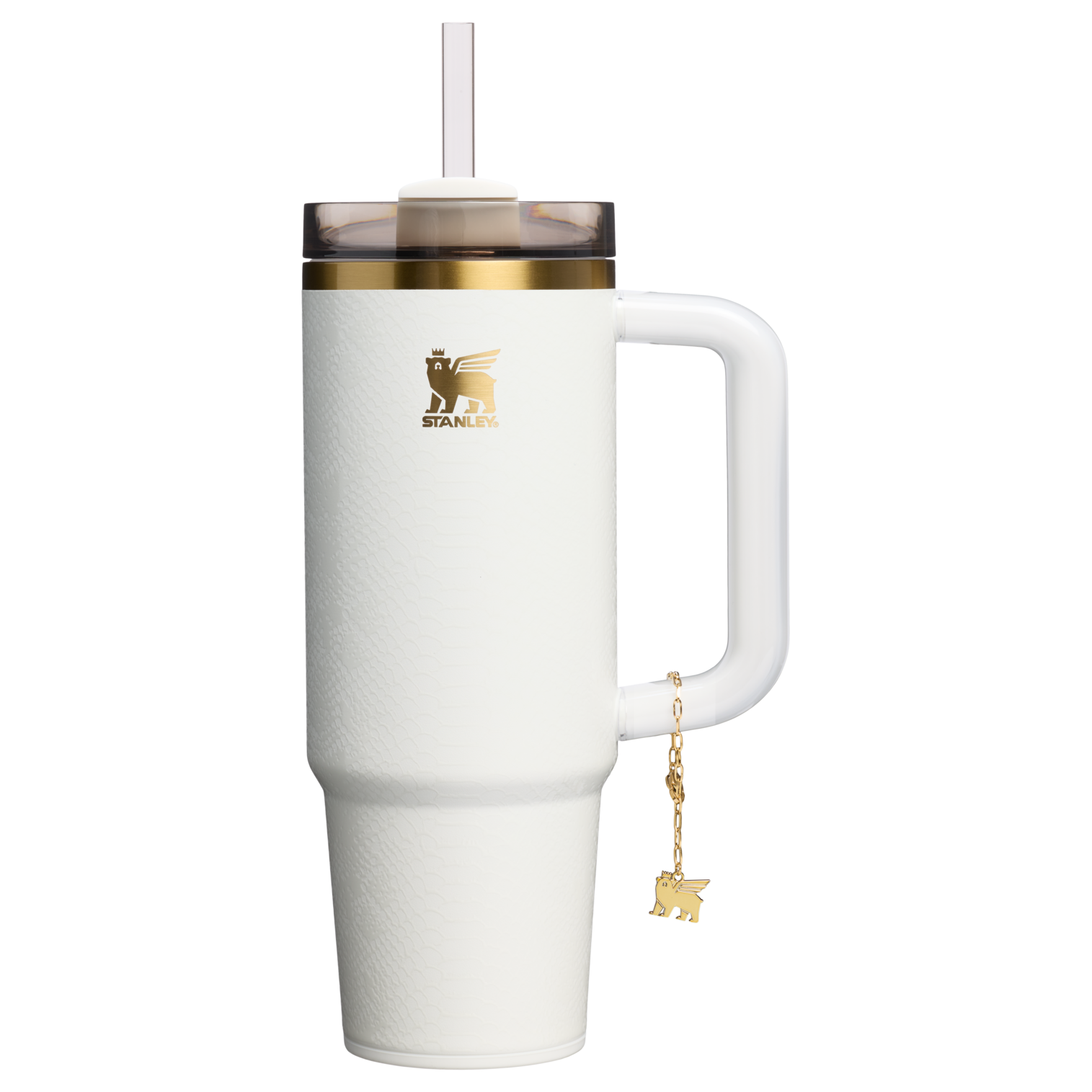 Large Capacity The Quencher Luxe H2.0 Flowstate Tumbler D171F - Double-Wall Vacuum Insulated Travel Tumbler with Straw - Pale Stone Snakeskin