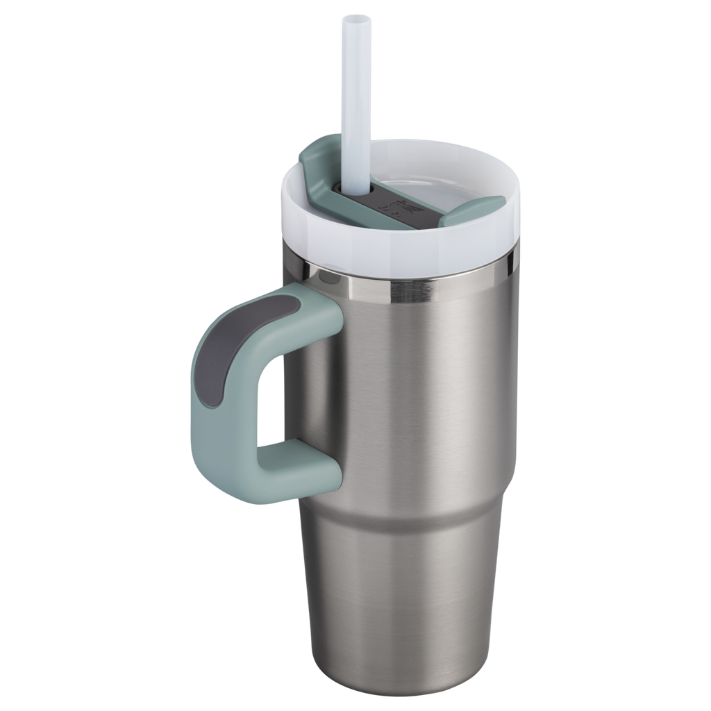 Splash-Resistant FlowState The Quencher H2.O Flowstate Tumbler | Stanley Create D291F - Double-Wall Vacuum Insulated Travel Tumbler with Straw Detail