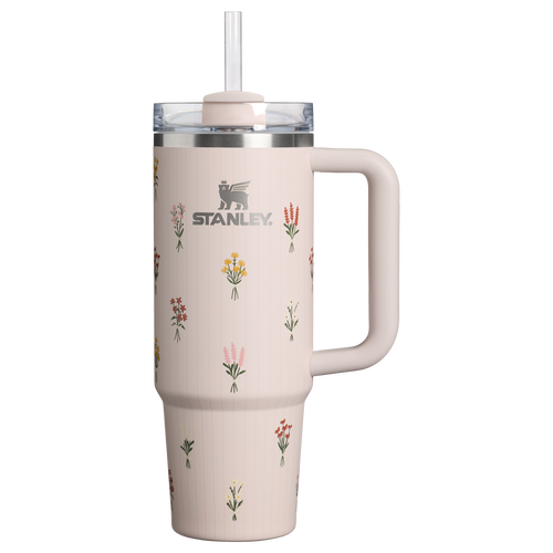 Double-Wall Vacuum The Quencher H2.0 Flowstate Tumbler D363L - Double-Wall Vacuum Insulated Travel Tumbler with Straw - Rose Quartz Bouquets