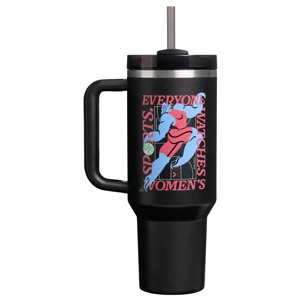 Splash-Resistant FlowState The Quencher H2.0 Flowstate Tumbler D340Y - Double-Wall Vacuum Insulated Travel Tumbler with Straw - Tournament Black