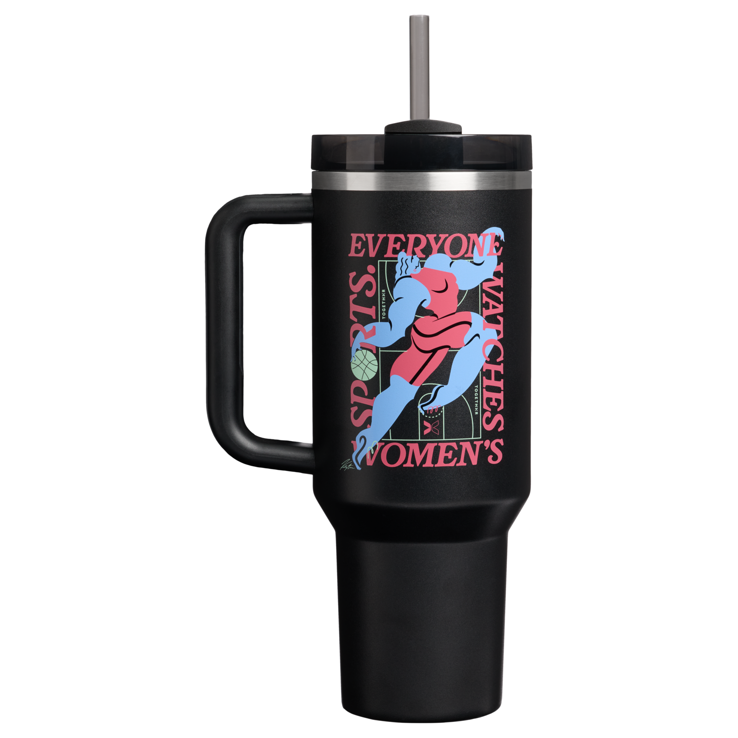 Splash-Resistant FlowState The Quencher H2.0 Flowstate Tumbler D340Y - Double-Wall Vacuum Insulated Travel Tumbler with Straw - Tournament Black