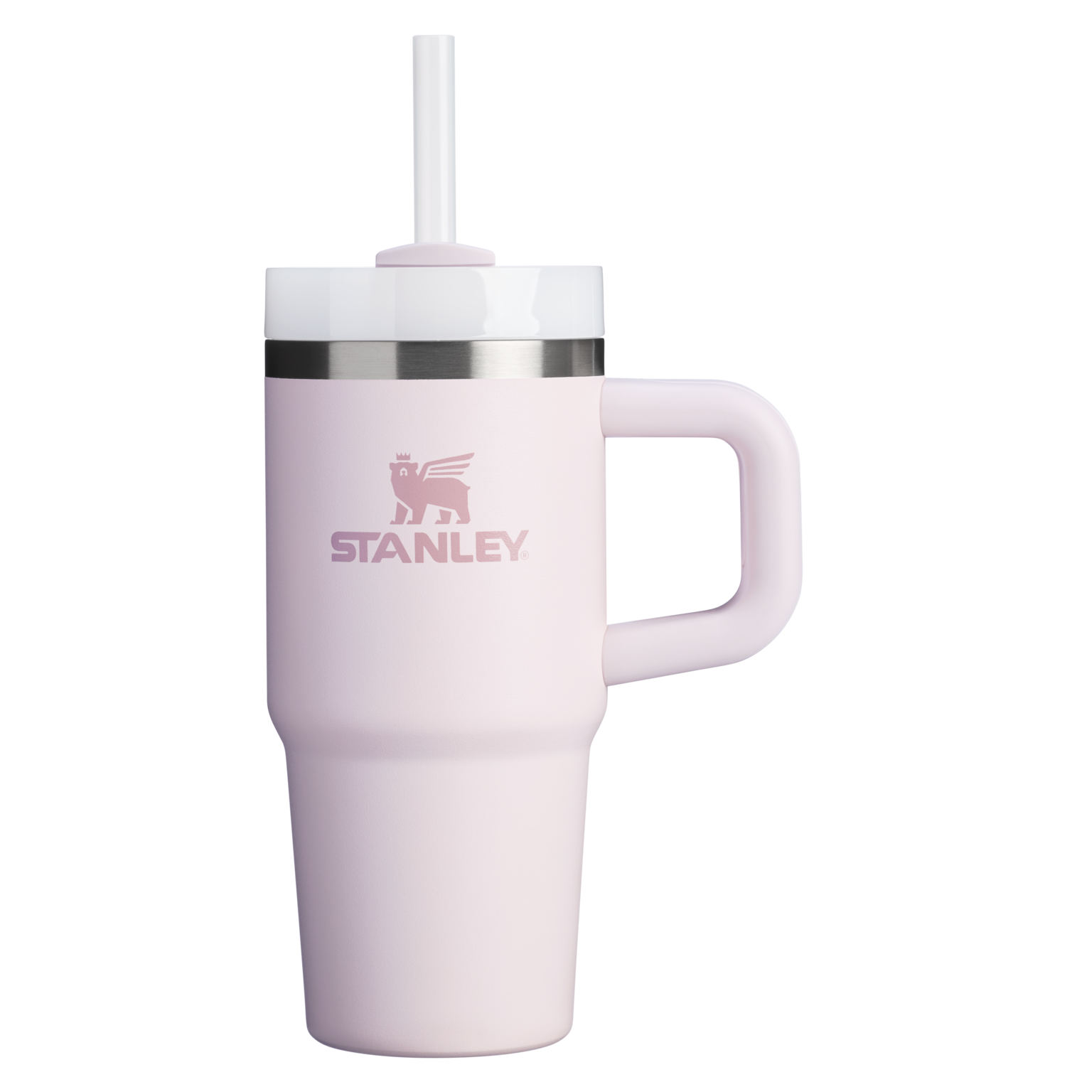 Splash-Resistant FlowState The Quencher H2.O Flowstate Tumbler | Stanley Create D291F - Double-Wall Vacuum Insulated Travel Tumbler with Straw - Rose Quartz 2.0