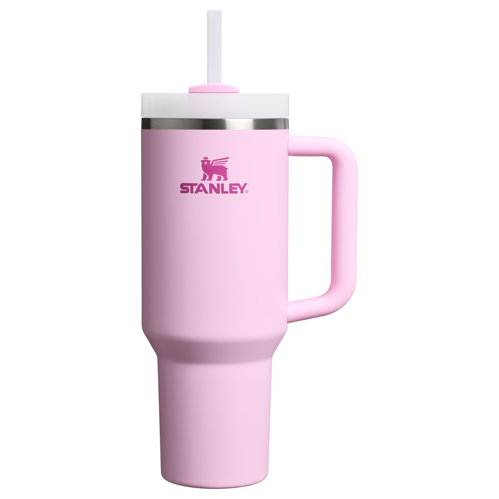 Splash-Resistant FlowState The Quencher H2.0 Flowstate Tumbler  | Stanley Create D332L - 40oz Large Capacity Car-Cup Friendly Quencher - Cherry Blossom