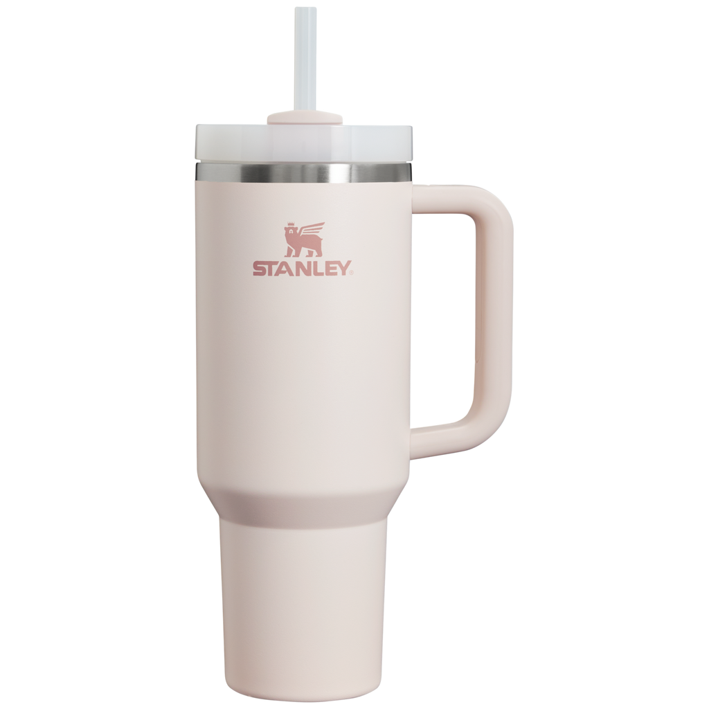 Splash-Resistant FlowState The Quencher H2.0 Flowstate Tumbler  | Stanley Create D332L - 40oz Large Capacity Car-Cup Friendly Quencher - Rose Quartz 2.0