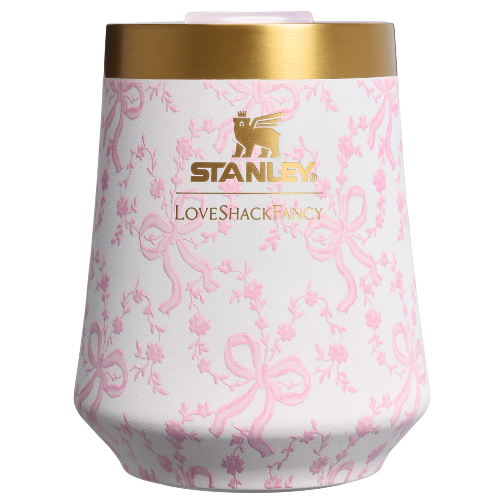 Shatterproof Luxury Stanley 1913 x LoveShackFancy Holiday Reserve Wine Tumbler D204X - Reserve Collection Stainless Steel Whiskey Cup - Coquette Bow Chantilly
