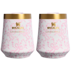 Vacuum Insulated Wine Stanley 1913 x LoveShackFancy Holiday The Reserve Wine Tumbler Set | 2-pack D205C - Premium Insulated Egg-Shaped Wine Glass for Outdoors - Coquette Bow Chantilly