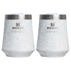 Vacuum Insulated Wine Stanley 1913 x LoveShackFancy Holiday The Reserve Wine Tumbler Set | 2-pack D205C - Premium Insulated Egg-Shaped Wine Glass for Outdoors - Coquette Bow Winter Ice