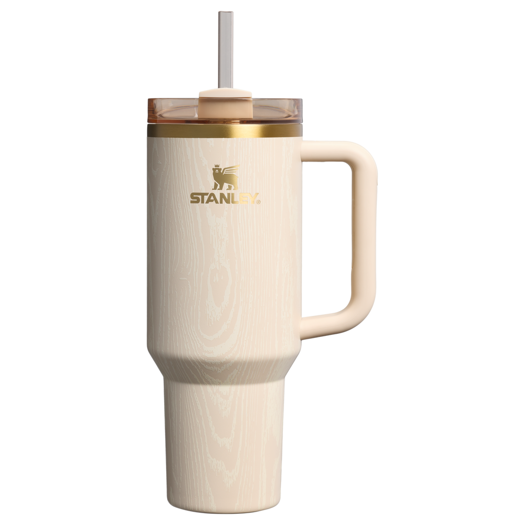 Splash-Resistant FlowState The Cheers & Cheer Quencher H2.0 Flowstate Tumbler D188Q - Double-Wall Vacuum Insulated Travel Tumbler with Straw - Birch Woodgrain