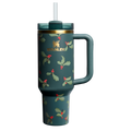 Splash-Resistant FlowState The Cheers & Cheer Quencher H2.0 Flowstate Tumbler D188Q - Double-Wall Vacuum Insulated Travel Tumbler with Straw - Holiday Botanical
