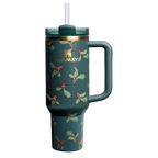 Splash-Resistant FlowState The Cheers & Cheer Quencher H2.0 Flowstate Tumbler D188Q - Double-Wall Vacuum Insulated Travel Tumbler with Straw - Holiday Botanical