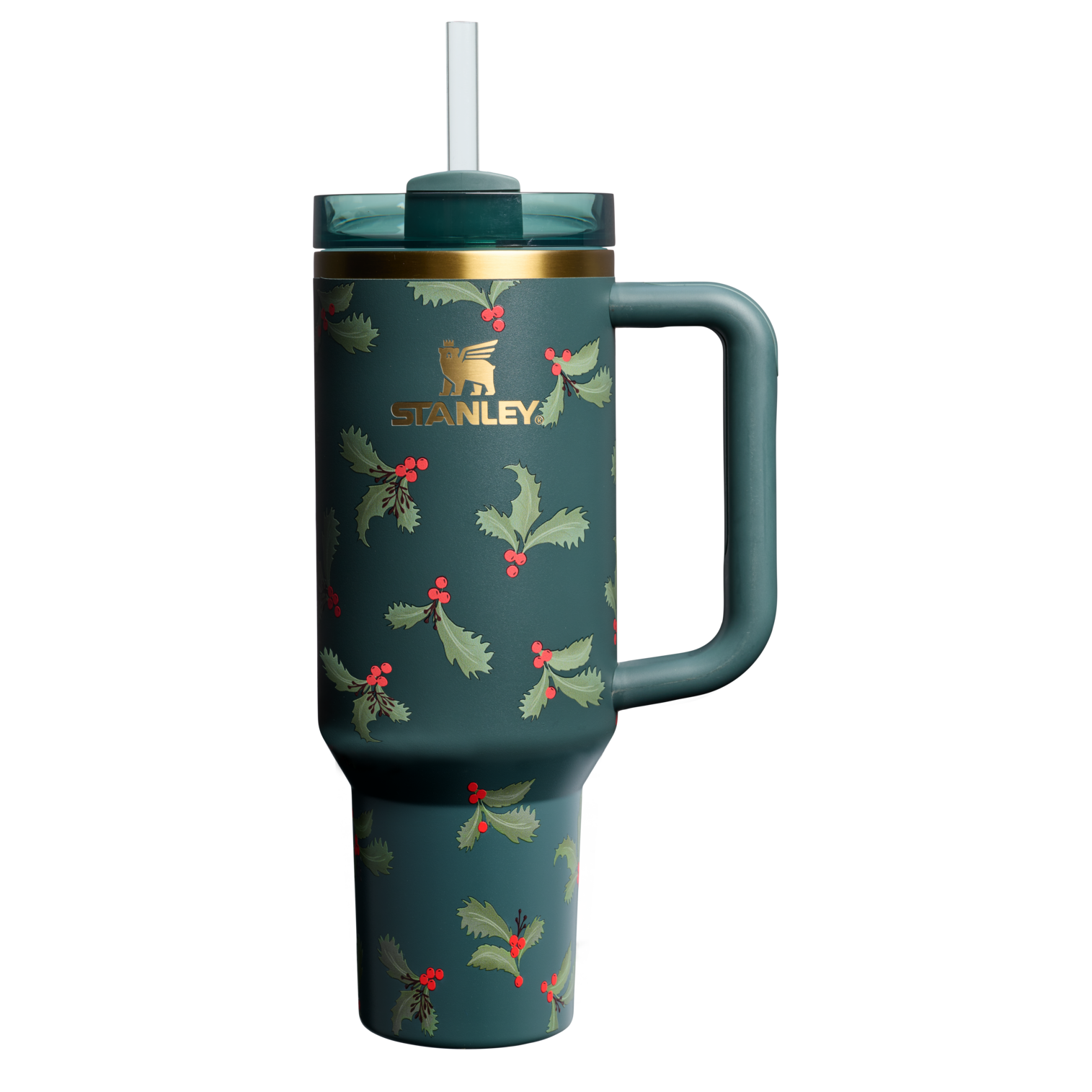 Splash-Resistant FlowState The Cheers & Cheer Quencher H2.0 Flowstate Tumbler D188Q - Double-Wall Vacuum Insulated Travel Tumbler with Straw - Holiday Botanical