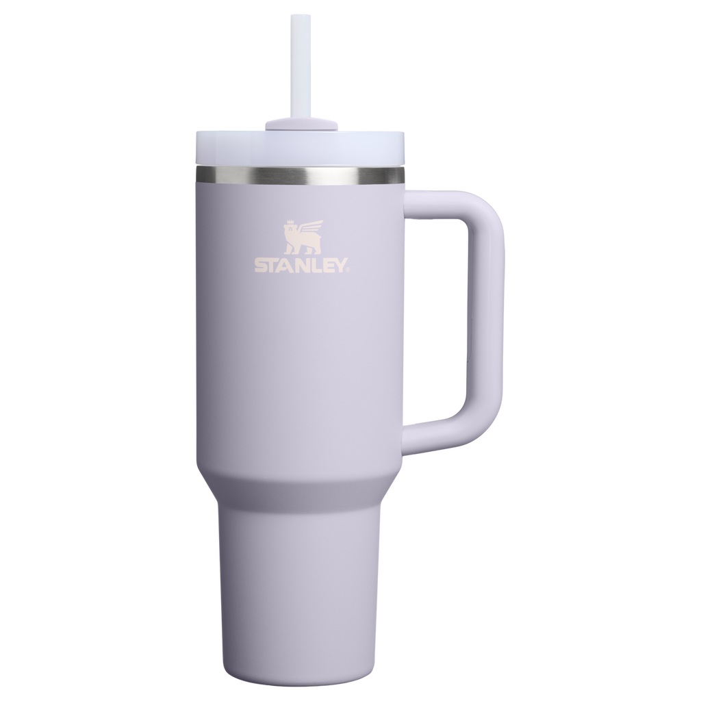Splash-Resistant FlowState The Quencher H2.0 Flowstate Tumbler  | Stanley Create D332L - 40oz Large Capacity Car-Cup Friendly Quencher - Purple Dust