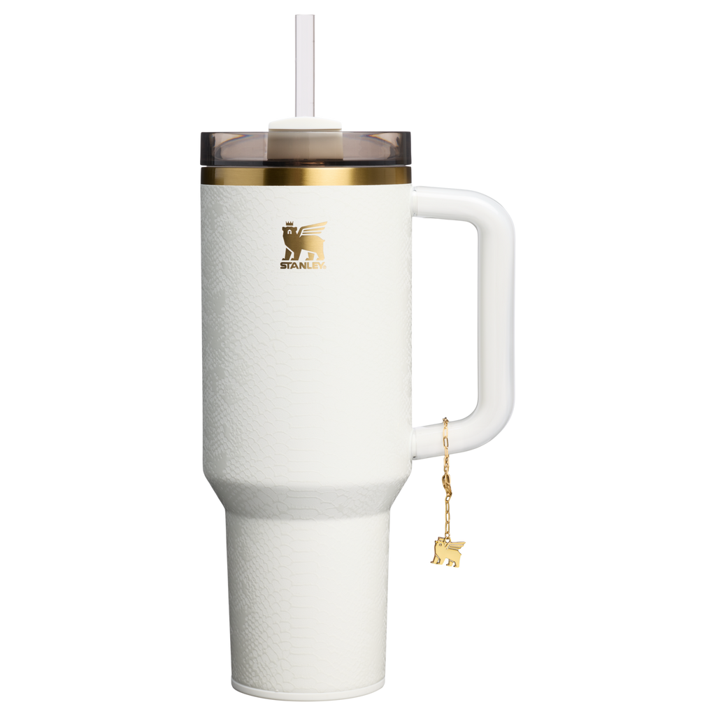 Double-Wall Vacuum The Quencher Luxe H2.0 Flowstate Tumbler D170A - Double-Wall Vacuum Insulated Travel Tumbler with Straw - Pale Stone Snakeskin